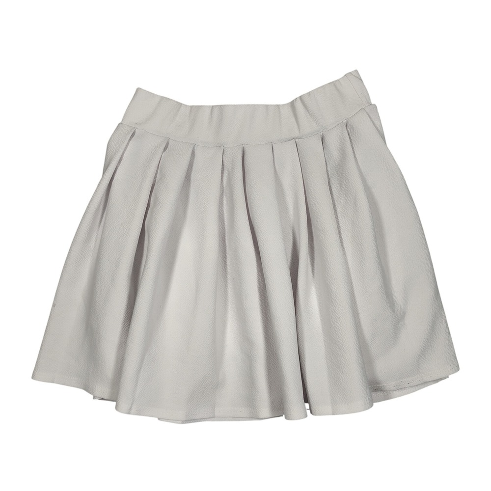 Love Streak Pleated Skirt Womens Large White Textured Mini A-Line Polyester